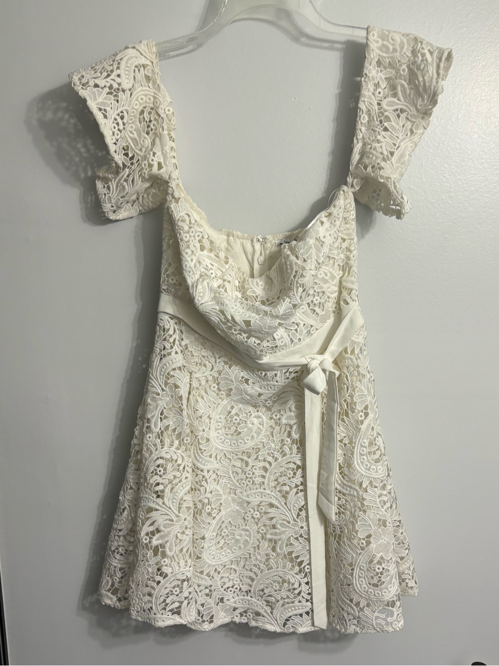 NEW Sun Kissed costal Chic Lace Womens Mini L Dress Wedding Special Off White